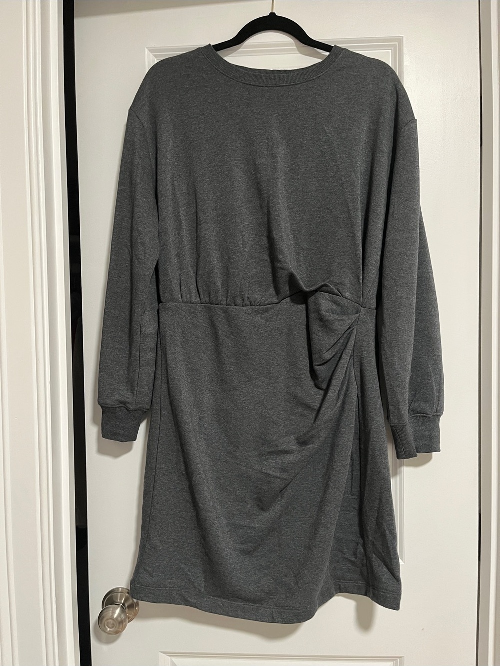 LOFT Dark Gray Long Sleeve Knit Dress with Side Knot